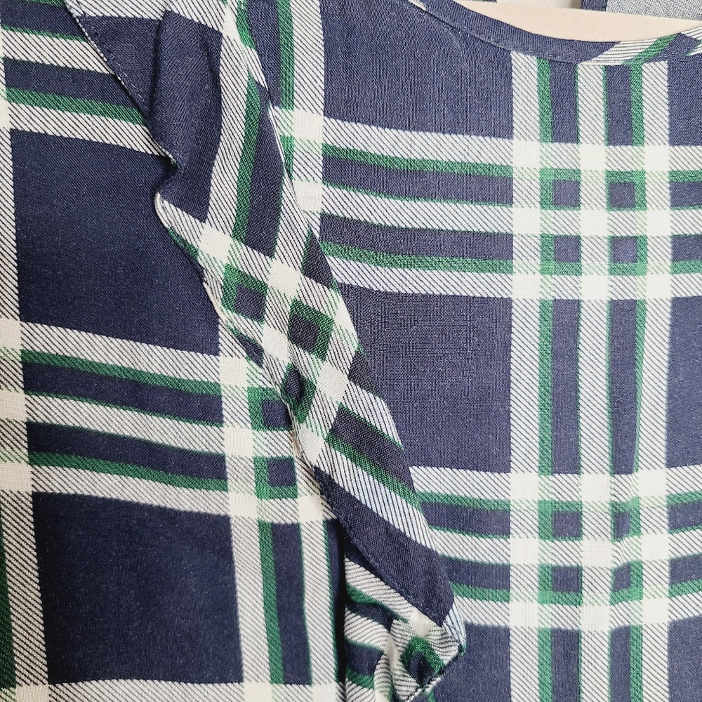 Mango Check Print Ruffle Blouse - Picture 2 of 4